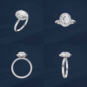 Anillo de Compromiso de Platino para Mujer con Diamante Ovalado de 2 Quilates, Corte Brillante, Estilo Clásico con Halo y Diamantes Laterales, Certificado GIA - Product Image 6