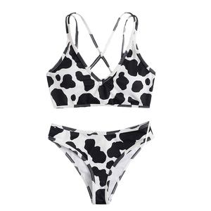 <b>Sexy</b> Style Women's 2 Piece <b>Bikini</b> <b>Set</b> Spandex/Polyester Plaid Print Front Logo Regular Fit Breathable & Quick Dry OEM Service - Product Image 1
