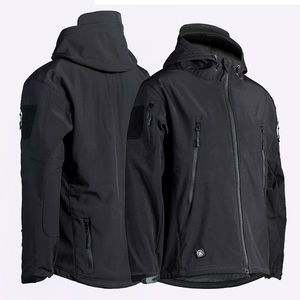 Veste de survêtement noire à col montant zippé, personnalisable, de haute qualité, légère, réfléchissante et ajustable pour homme - Product Image 2