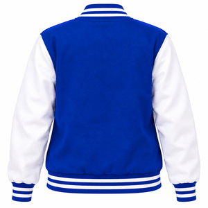 Zeta Phi Beta Varsity <b>Jacket</b> <b>Women</b> Royal Blue <b>White</b> Sleeve Chenille Greek Letters Embroidered Crest 1920 Snap Letterman Sorority - Product Image 4