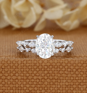 Anillo de Diamante Cultivado en Laboratorio de Corte Ovalado de 2 Quilates, Conjunto Nupcial Vintage, Regalo de Aniversario de Bodas, Certificación IGI, Oro Blanco Sólido de 10K/14K/18K - Product Image 2