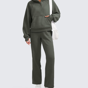 Pantalon droit décontracté pour femme, tissu doux, coupe classique, hiver, devant plat, respirant, écologique, 100% coton, pantalon pour femme - Product Image 4