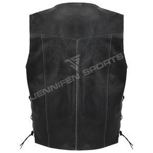Gilet en cuir de style pub, nouveau gilet de motard en cuir de haute qualité pour hommes, gilet de club moto avec fermeture à boutons en laiton et lacets latéraux - Product Image 6