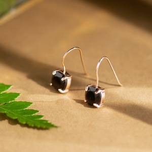 Boucles d'oreilles pendantes en onyx noir naturel, plaquées or rose, argent et or, avec pierres précieuses, bijoux élégants pour femmes, style fête - Product Image 2