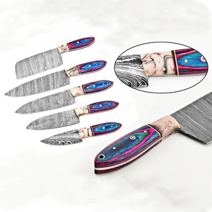 5 PCS Handmade Damascus Kitchen <b>Knife</b> <b>Set</b> Professional Chef <b>Knife</b> <b>Set</b> with Resin Wood Handles Custom OEM ODM - Product Image 2