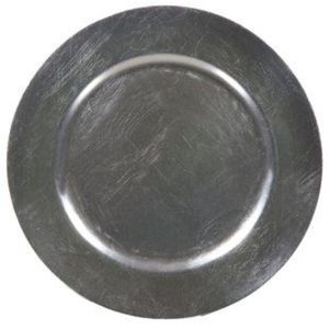 Silver Brushed <b>Charger</b> <b>Plate</b> | 33cm Round Decorative Wedding <b>Plate</b> | Bulk Wholesale Event Tableware Handmade Metal Underplate - Product Image 1