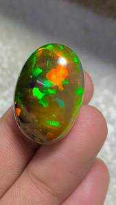 Opale d'Éthiopie naturelle, pierre précieuse en vrac, cabochon ovale, couleur feu, pour la fabrication de bagues, pendentifs et bijoux - Product Image 3