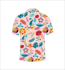 เสื้อโปโลพิมพ์ลายดอกไม้เขตร้อนสีสันสดใส ระบายอากาศได้ดี น้ำหนักเบา เหมาะสำหรับทีมกอล์ฟ แขนสั้น ผลิตด้วยเทคนิค Sublimation คุณภาพสูง - Product Image 3