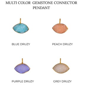 Conector de Druzy Morado Chapado en Oro |   Colgante de Piedra Preciosa Hecho a Mano con Forma de Marquesa para Joyería - Product Image 3
