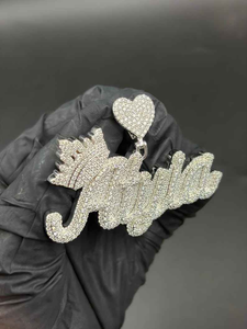 Luxury Moissanite <b>Custom</b> <b>Name</b> Pendant <b>Necklace</b> Heart Bail Iced Out Script Charm 925 Silver Hip Hop Jewelry Gift For Women Men - Product Image 3
