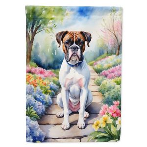 Drapeau de jardin de chemin de printemps multicolore Bannière artistique de jardin Plateaux de fleurs Drapeau décoratif de boîte aux lettres pour patio et cour Taille Boxer - Product Image 1