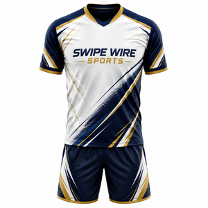เสื้อฟุตบอลแบบสั่งทำพิเศษของ Swipe Wire Sports รุ่น Unisex คอวี แขนสั้น ผ้าโพลีเอสเตอร์ระบายเหงื่อได้ดี ทรงปกติ ชุดยูนิฟอร์ม - Product Image 1
