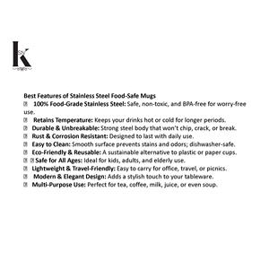 Gobelet en acier inoxydable KSN fait à la main en Inde, sans danger pour les aliments, pour les boissons, durable et élégant - Product Image 3