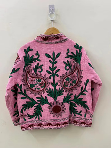 เสื้อแจ็คเก็ตบอมเบอร์กำมะหยี่ซูซานีงานฝีมือสำเร็จรูป MONIT MARKETING ปักลายดอกไม้สไตล์โบโฮ ผ้าฝ้าย 100% ระบายอากาศได้ดี ขายส่ง - Product Image 3
