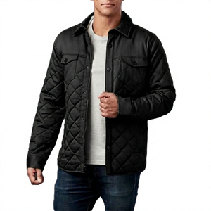 Veste matelassée verte pour homme, coupe-vent, style vêtements de travail, col rabattu, coupe classique, couleur unie, manches longues - Product Image 5