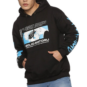 Sudadera con Capucha Personalizada de Anime para Hombre, Negra, de Algodón, con Bolsillo Estampado, Corte Regular, para Otoño - Product Image 1