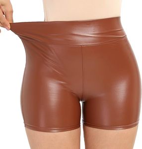 Shorts de Cuero Sintético para Mujer, Cintura Alta, Corte Ajustado, Diseño Personalizado OEM Directo de Fábrica, Proveedor Mayorista - Product Image 1