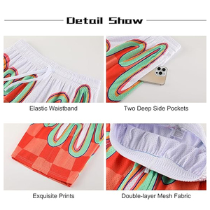 กางเกงขาสั้นออกกำลังกายลายพรางสำหรับผู้ชาย พิมพ์ลายโลโก้แบบซับลิเมชั่น ผ้าฝ้ายเนื้อหนา สำหรับวิ่งและเล่นกีฬา มีเชือกผูกเอว ขายส่ง - Product Image 6