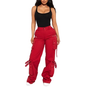 2025 Venta al por mayor Pantalones Cargo de talla grande para mujer Pantalones y pantalones de Jogger holgados de cintura alta con bolsillos laterales - Product Image 2