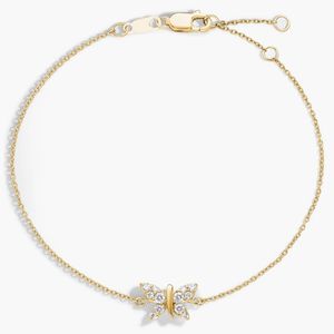 Pulsera de Mariposa con Diamantes Naturales para Mujer, Corte Brillante Redondo en Oro Amarillo, Estilo Lujoso - Product Image 1