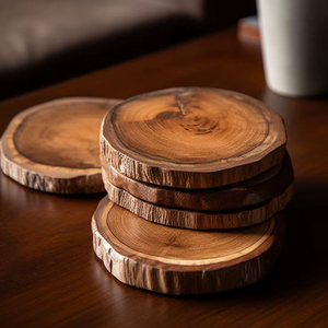 Premium Quality Durable Handcrafted Modern Wooden Coasters with Holder for Dining <b>Table</b> and <b>Kitchen</b> Decor - Product Image 1