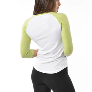 Camiseta de Manga Larga Personalizada con Mangas Raglán para Mujer, Corte Ajustado, Dobladillo Curvo, Estilo Urbano, para Gimnasio, Yoga, Ejercicio al Aire Libre, Informal - Product Image 6