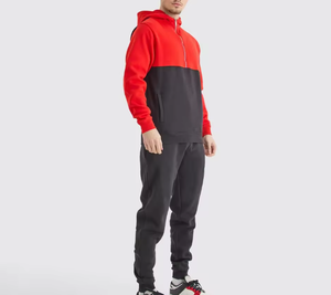 ชุดเสื้อฮู้ดบล็อกสีสำหรับผู้ชาย ชุดกีฬาลำลองแบบสองชิ้น ชุดจ็อกเกอร์ เสื้อสเวตเชิ้ตมีฮู้ดและกางเกง - Product Image 5