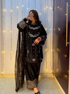 Luxury Black Pakistani Suit with Heavy Embroidery Dupatta – Women Party Wear - Product Image 2