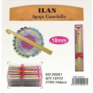 Uncinetto Ilan da 18 mm in legno, strumento per lavori artigianali, per maglieria e uncinetto - Product Image 1