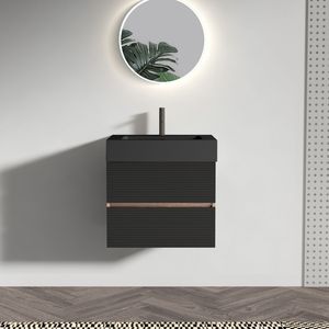 Grace 24 <b>Wall</b> Mounted <b>Floating</b> Bathroom Vanity Matt Black Engineered Quartz Sink Soft Black Drawers Premium Bathroom Vanities - Product Image 1