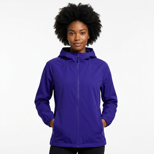 Men's Purple Hooded Windproof <b>Zipper</b> <b>Jacket</b> Regular Fit Knitted Polyester Casual Autumn Wear - Product Image 2