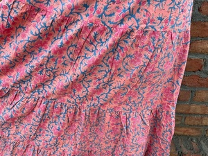 <b>Boho</b> Maxi <b>Skirt</b> for Women Block Print Cotton Dress Handmade Tiered Design Elastic Waistline Floral Pattern Breathable <b>Skirt</b> - Product Image 3