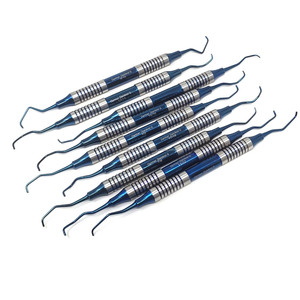 ชุดเครื่องมือขูดหินปูน Medivolve Blue Gracey Curettes 9 ชิ้น ผลิตจากเหล็กกล้าไร้สนิมแบบกลวงจากเยอรมนี สำหรับงานทันตกรรม ปลายสองด้าน ระดับมืออาชีพ สำหรับโรงพยาบาล - Product Image 3