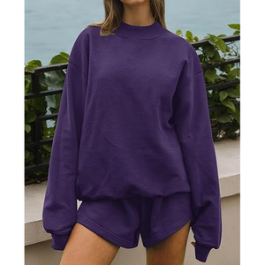 High Quality 100% Cotton Women's Oversized <b>Mock</b> <b>Neck</b> Sweatshirts V-Notch Drop Shoulder Hip Hop Style Quick Dry Women Autumn Wear - Product Image 2