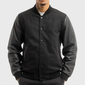 Custom Wool <b>Men</b> Varsity <b>Jacket</b> Leather Sleeve Letterman <b>Baseball</b> <b>Jacket</b> OEM ODM College Team Uniform Private Label Factory - Product Image 1