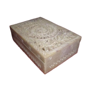 Caja Rectangular de Piedra Jabonosa Hecha a Mano para Anillos de Boda, Exquisita Caja de Almacenamiento de Joyas Tallada para Pascua, Inauguración de Casa, Mejores Precios - Product Image 1