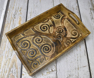 Bandeja de madera personalizada para servir alimentos y bebidas, una hermosa adición a su Mesa de la India - Product Image 1