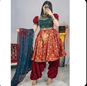 Robe de mariée de style afghan moderne en dentelle, sur mesure, couleur jaune, faite à la main, robe de soirée afghane Kuchi, longueur genou, pour femmes - Product Image 3