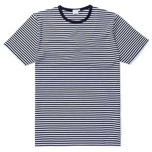 เสื้อยืดลายทางผู้ชาย สีเขียวขาว สไตล์ลำลอง แขนสั้น คอกลม ทรงปกติ ผ้าถัก - Product Image 1