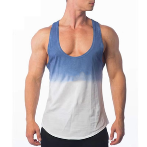 Cotton <b>polyester</b> Grey Custom Knitted Summer Casual Gym Wear Discharge Printing Men Tank Top Hot Sale High Quality Fitness - Product Image 4
