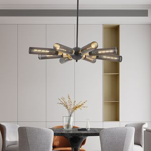 Moderno industriale 8 luci Sputnik lampadario in metallo oro nero ciondolo in Mesh sfumature E26 Base altezza regolabile per sala da pranzo - Product Image 2
