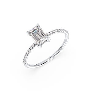 Bague de fiançailles REYES personnalisée en diamant de laboratoire taille émeraude 1,22 carat, luxe, or massif 14 carats, certifiée IGI, bijoux fins - Product Image 2