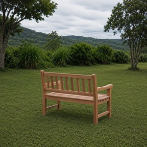 Banc de jardin 3 places en teck massif, design traditionnel, mobilier d'extérieur durable pour cour, dossier à lattes, modèle BEN09 - Product Image 2