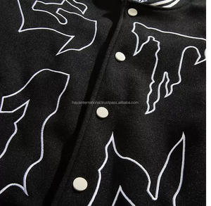 แจ็คเก็ตไซส์พิเศษสำหรับทุกเพศเสื้อแจ็กเก็ตสีดำ HIVJ203ปักลายปกตั้งสำหรับฤดูหนาว - Product Image 3