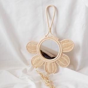 Premium quality cute rattan kid handheld <b>mirror</b> Vietnam handicrafts hand held <b>mirrors</b> for children - Product Image 2