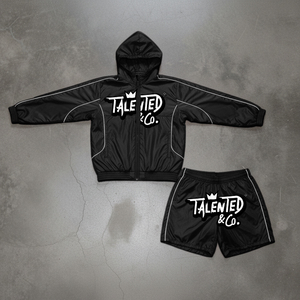 Winter Hooded Windbreaker Tracksuit Short Set Breathable Hot Selling Unisex 100% Cotton Heavyweight <b>Jacket</b> and Short Plus Size - Product Image 1