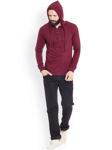 Sudadera con capucha para hombre, color granate, con cordón ajustable, para la temporada de otoño e invierno, nueva moda masculina - Product Image 1