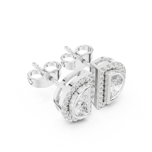 Purecarat Yellow Gold Half <b>Moon</b> Diamond Halo Stud <b>Earrings</b> Elegant Diamond Jewelry - Product Image 2