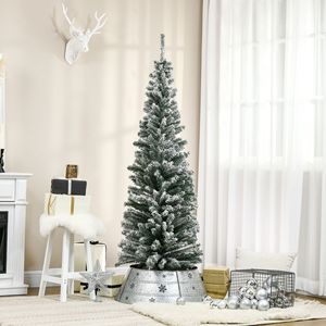 Albero di Natale Artificiale Sottile Non Illuminato Alto 1,8 Metri con 492 Punte e Rami Realistici Effetto Neve - Product Image 1