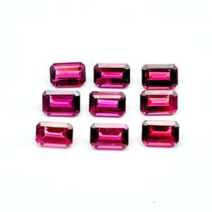 Lot en gros de pierres précieuses naturelles de grenat rhodolite 5x7 mm, taille octogonale, facettées, calibrées, pour la fabrication de bijoux - Product Image 1